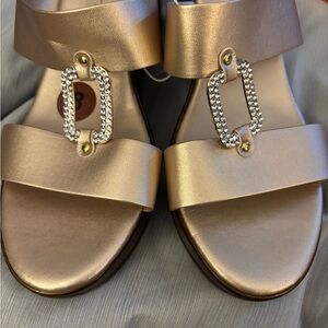 Gold Sandals with Silver Accents made in Italy